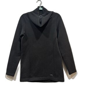 Arc'teryx Desira Pullover Tunic Sweater Cowl Neck Fleece Black Women sz Medium